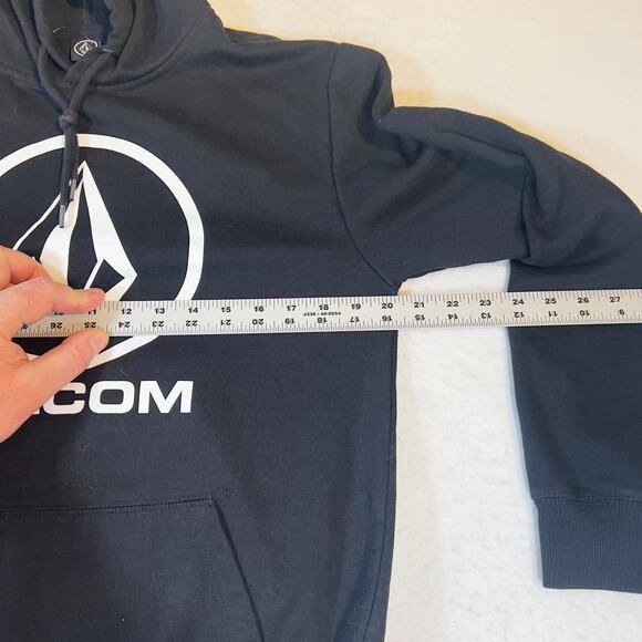 Volcom Hoodie Sweatshirt Men's Small Fleece Y2K Casual Dark Black Kangaroo Pouch - Picture 7 of 15